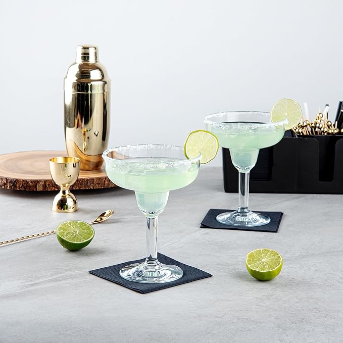 Bev Tek 15 Ounce Margarita Glasses, 6 Heavy-Duty Cocktail Glasses - Dishwashable, Shatterproof, Clear Polycarbonate Beverage Glasses, For All Kinds Of Beverages