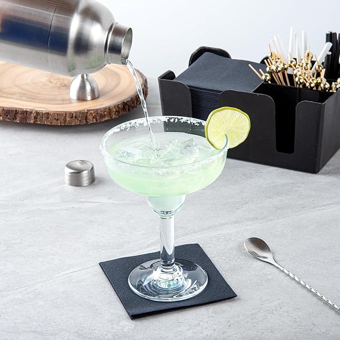 Bev Tek 15 Ounce Margarita Glasses, 6 Heavy-Duty Cocktail Glasses - Dishwashable, Shatterproof, Clear Polycarbonate Beverage Glasses, For All Kinds Of Beverages