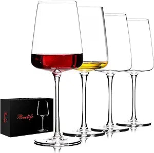 Hand Blown Red Wine Glasses Set of 4 – Premium Crystal Wine Glasses With Long Stem,19 oz