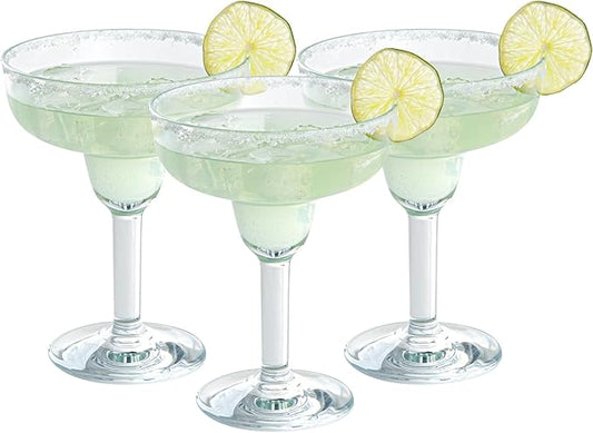 Bev Tek 15 Ounce Margarita Glasses, 6 Heavy-Duty Cocktail Glasses - Dishwashable, Shatterproof, Clear Polycarbonate Beverage Glasses, For All Kinds Of Beverages